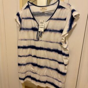 Style and Co. Blue and White Striped Top
